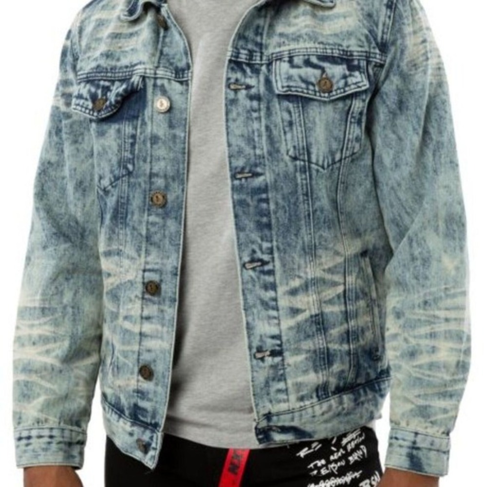 Reason Bleached Denim Jean Jacket Mens Size Small Grunge Y2K Streetwear Bleached